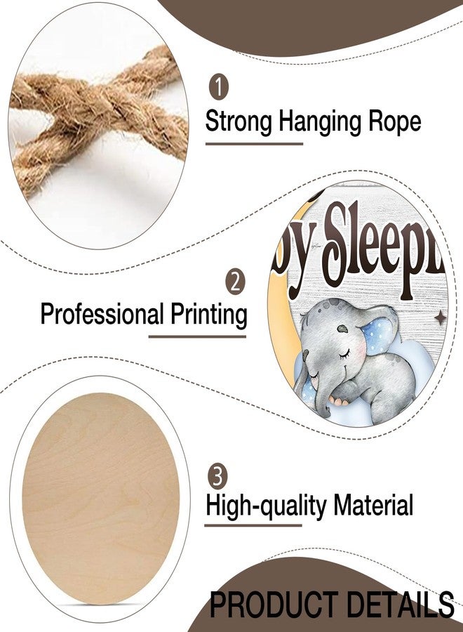 Deroro Shhh Baby Sleeping Front Door Sign, Elephant Moon Cloud Stars Wood Door Hanger Nursery Kids Bedroom Decor, Infant Toddler Baby Boy Girl Room Rustic Wooden Wreath Indoor Wall Hanging Decoration - Image 3